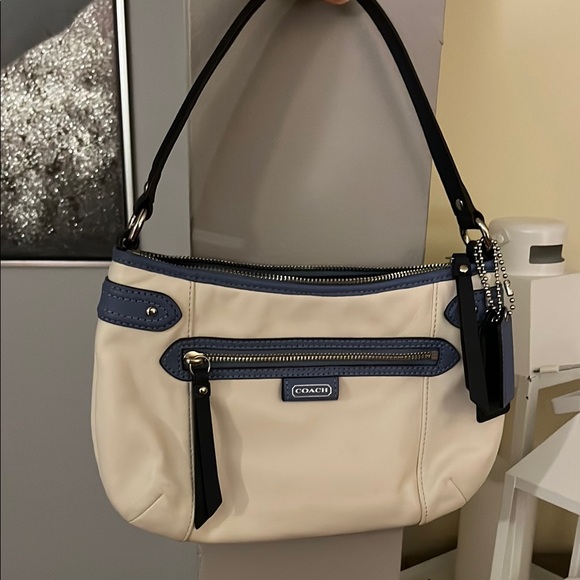Coach Handbags - Coach Cream and Blue Women's Bag